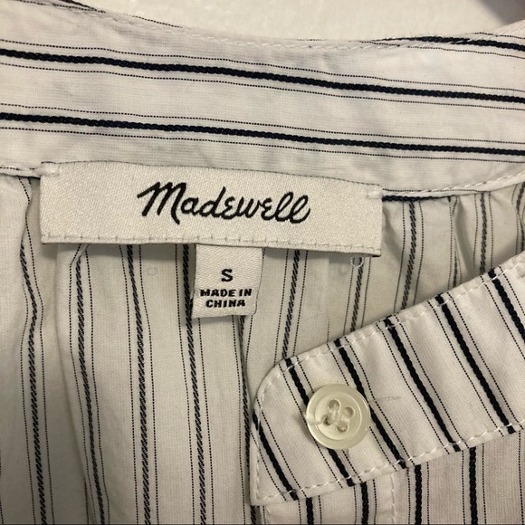Madewell striped embroidered sleeve button up v neck shirt size small - Picture 7 of 8